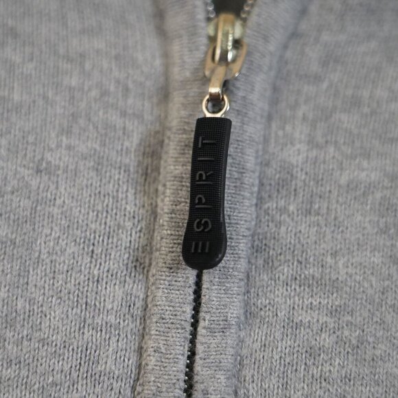 Esprit Men's Cotton Cashmere Full Zip Heather Grey Jacket S Stripe Contrast - Picture 6 of 10